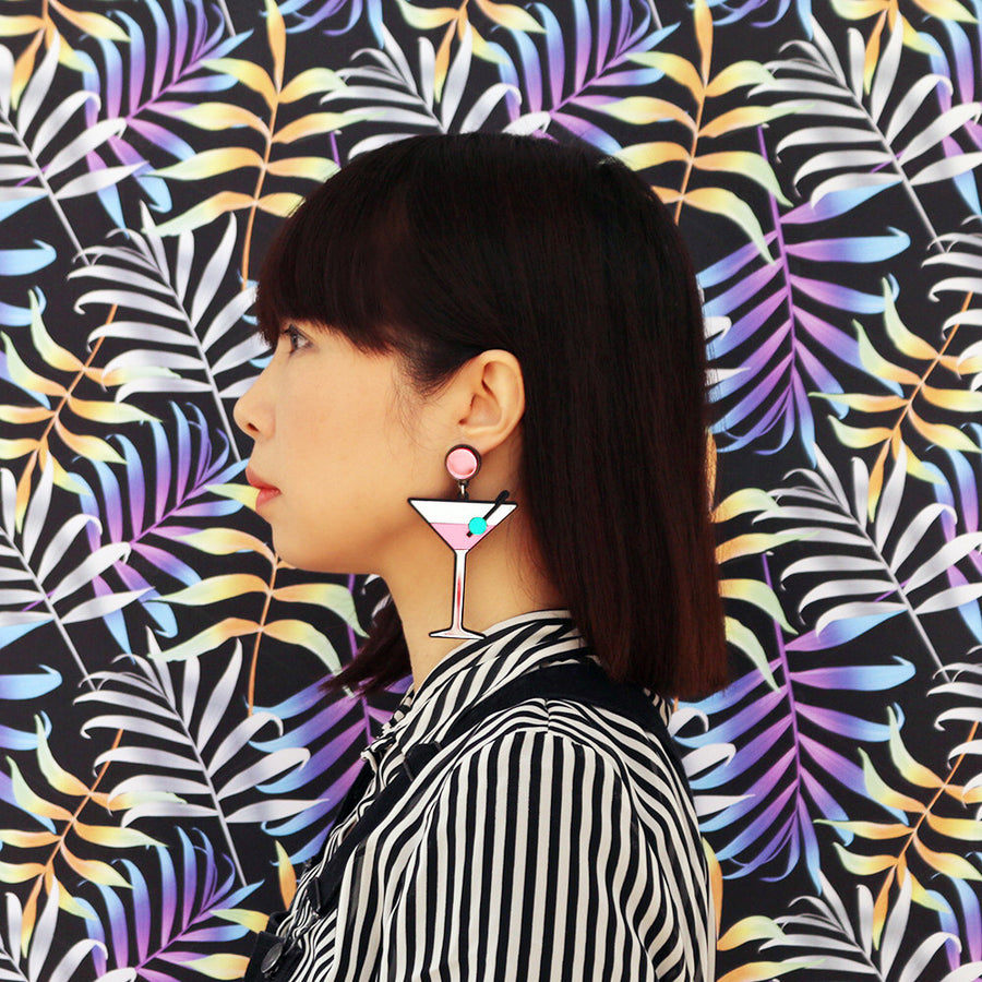 Jennifer Loiselle laser cut perspex martini statement earrings