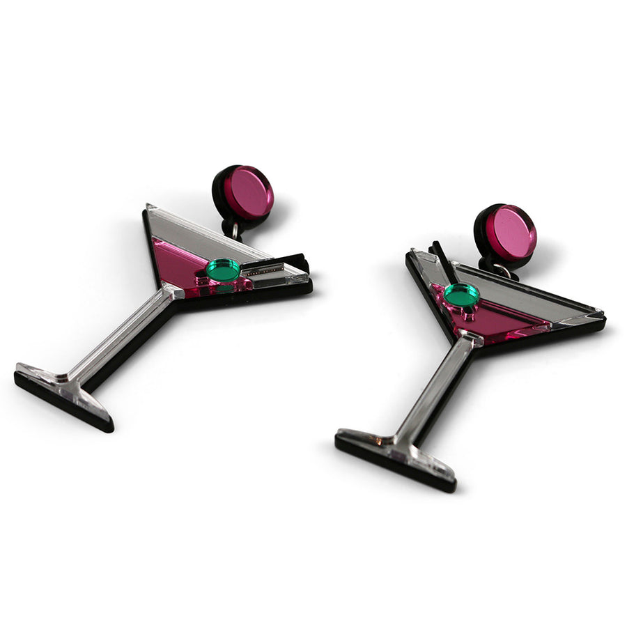 Jennifer Loiselle laser cut perspex martini statement earrings