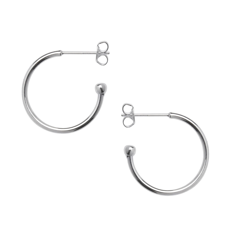 Crescent Moon Hoop Earrings in Silver