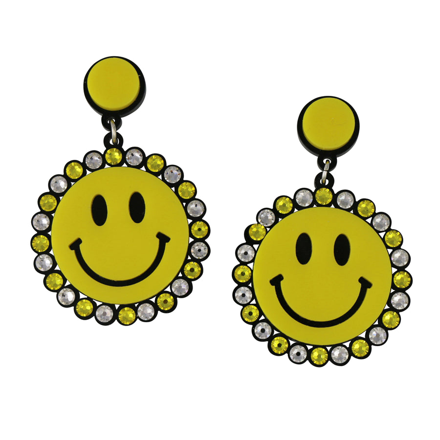 Large Smiley Earrings in yellow