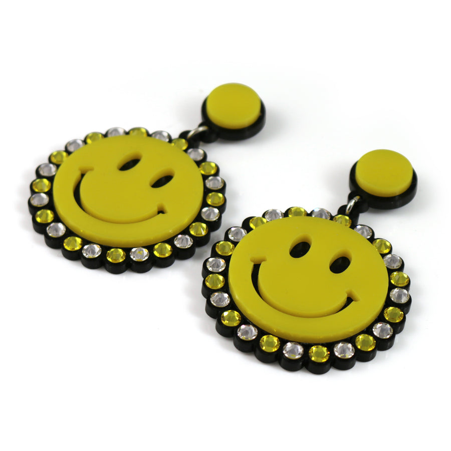 Large Smiley Earrings in yellow