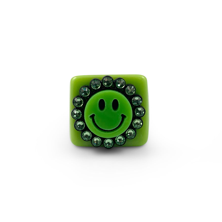 Smiley Face Resin Ring in Green