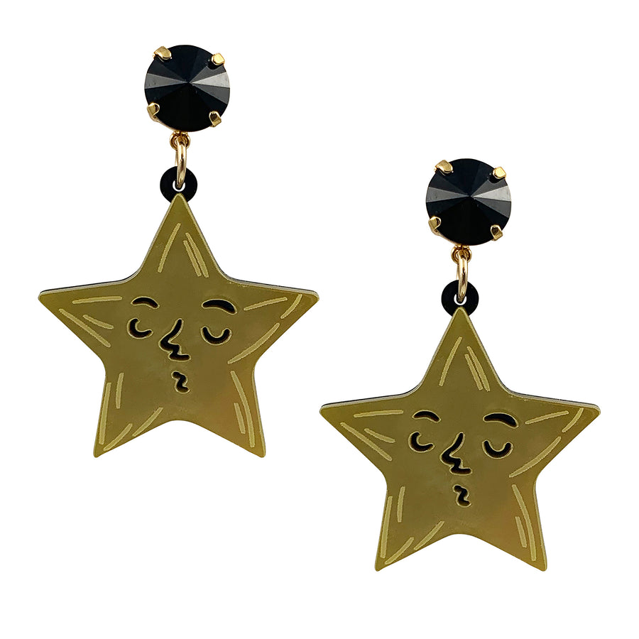 Jennifer Loiselle gold laser cut acrylic Star Drop Earrings