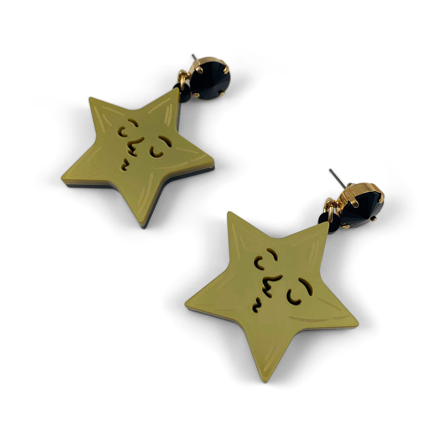 Jennifer Loiselle gold laser cut acrylic Star Drop Earrings