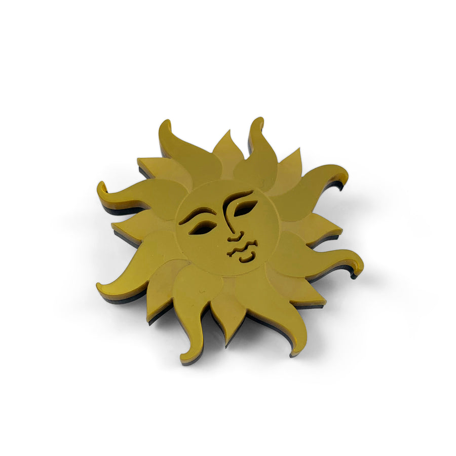 Jennifer Loiselle laser cut acrylic Eternal Sun Brooch 