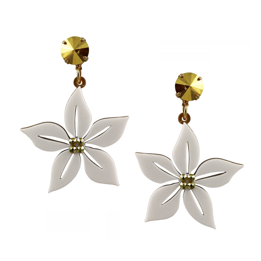 Jennifer Loiselle laser cut acrylic tropical flower earrings