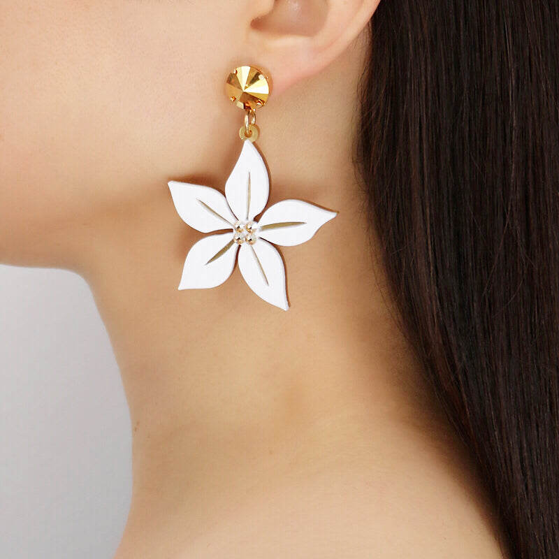 Jennifer Loiselle laser cut acrylic tropical flower earrings