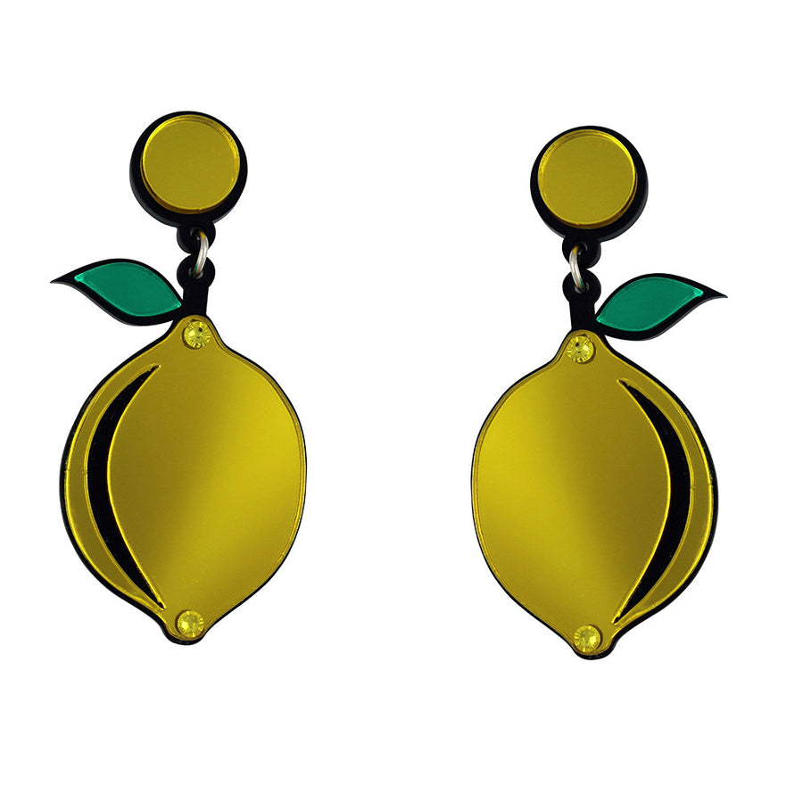 Jennifer Loiselle laser cut acrylic Lemon Fruit earrings