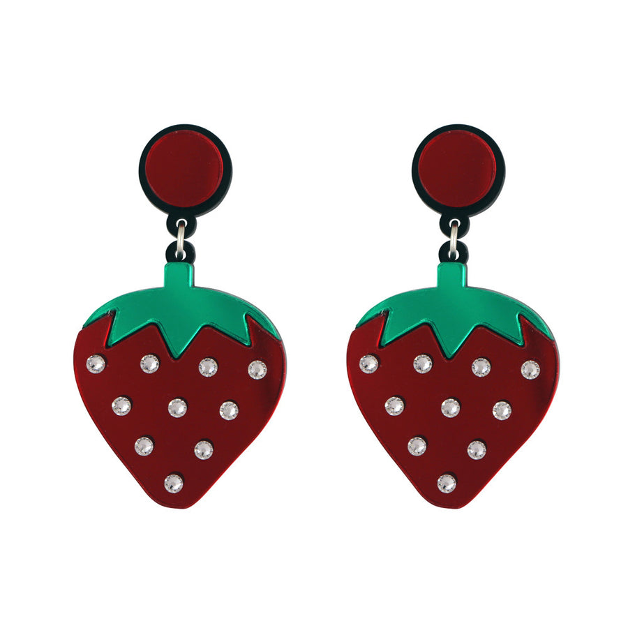 Jennifer Loiselle laser cut acrylic Wild Strawberry fruit earrings