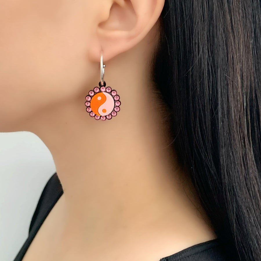 Jennifer Loiselle Yin Yang Charm Hoop Earrings