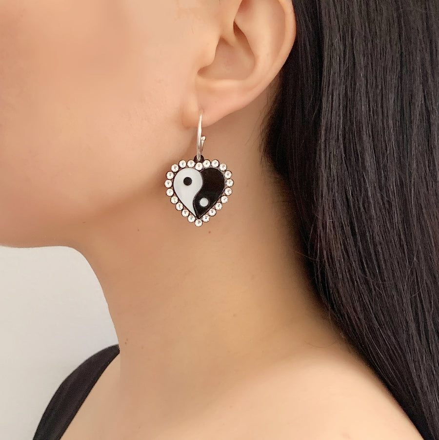 Jennifer Loiselle Yin Yang Heart Hoop laser cut acrylic Earrings i
