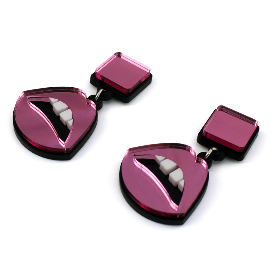 Jennifer Loiselle laser cut acrylic mirror Lips earrings