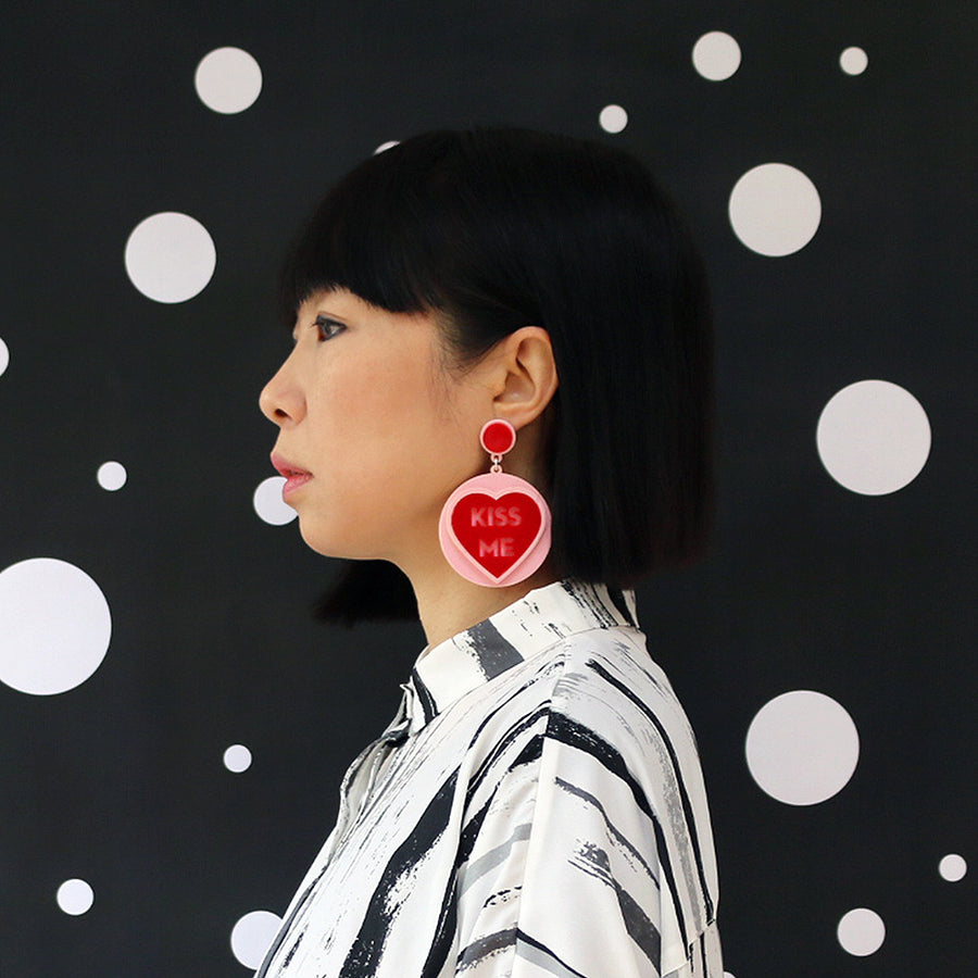 Jennifer Loiselle Kiss Me Laser Cut Acrylic Earrings