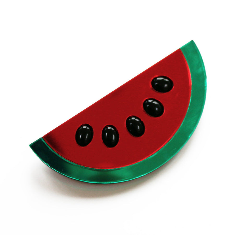 Jennifer Loiselle laser cut acrylic watermelon fruit brooch