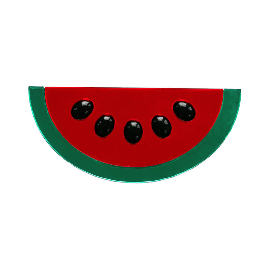 Jennifer Loiselle laser cut acrylic watermelon fruit brooch