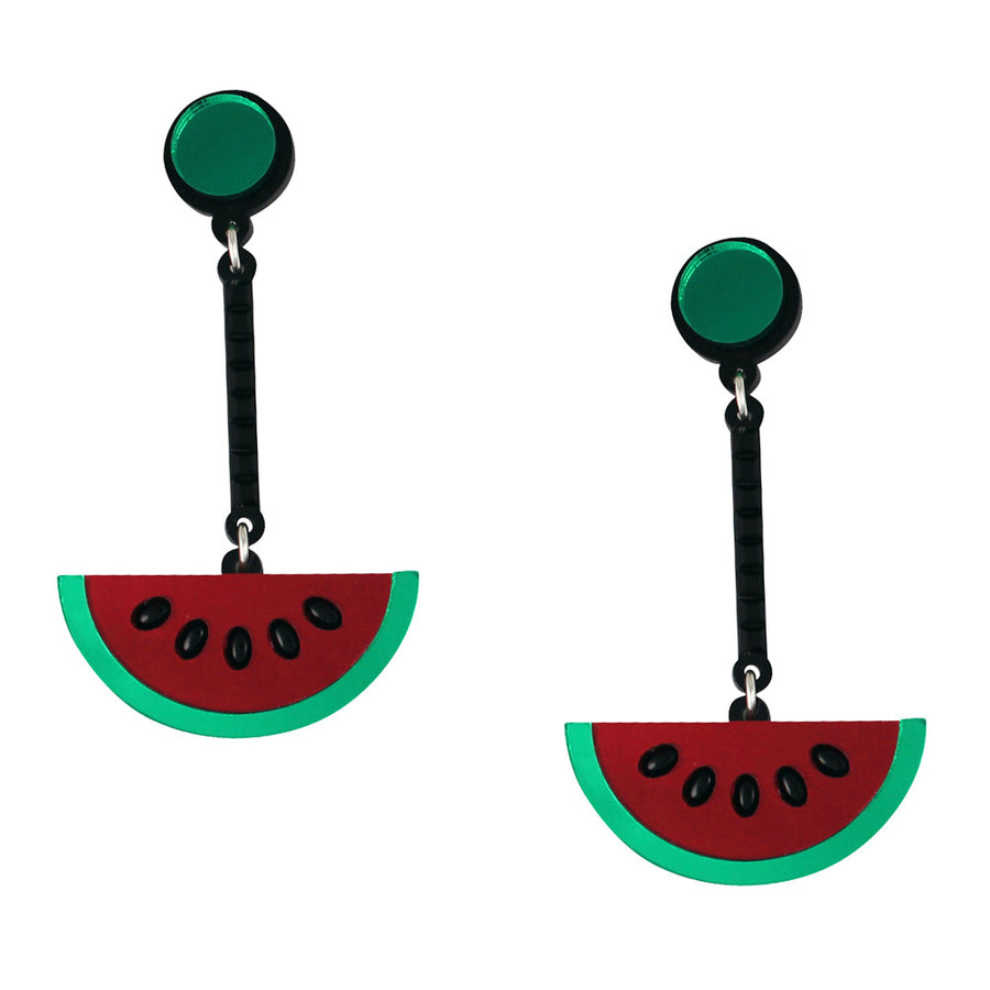 Jennifer Loiselle laser cut acrylic watermelon fruit earrings